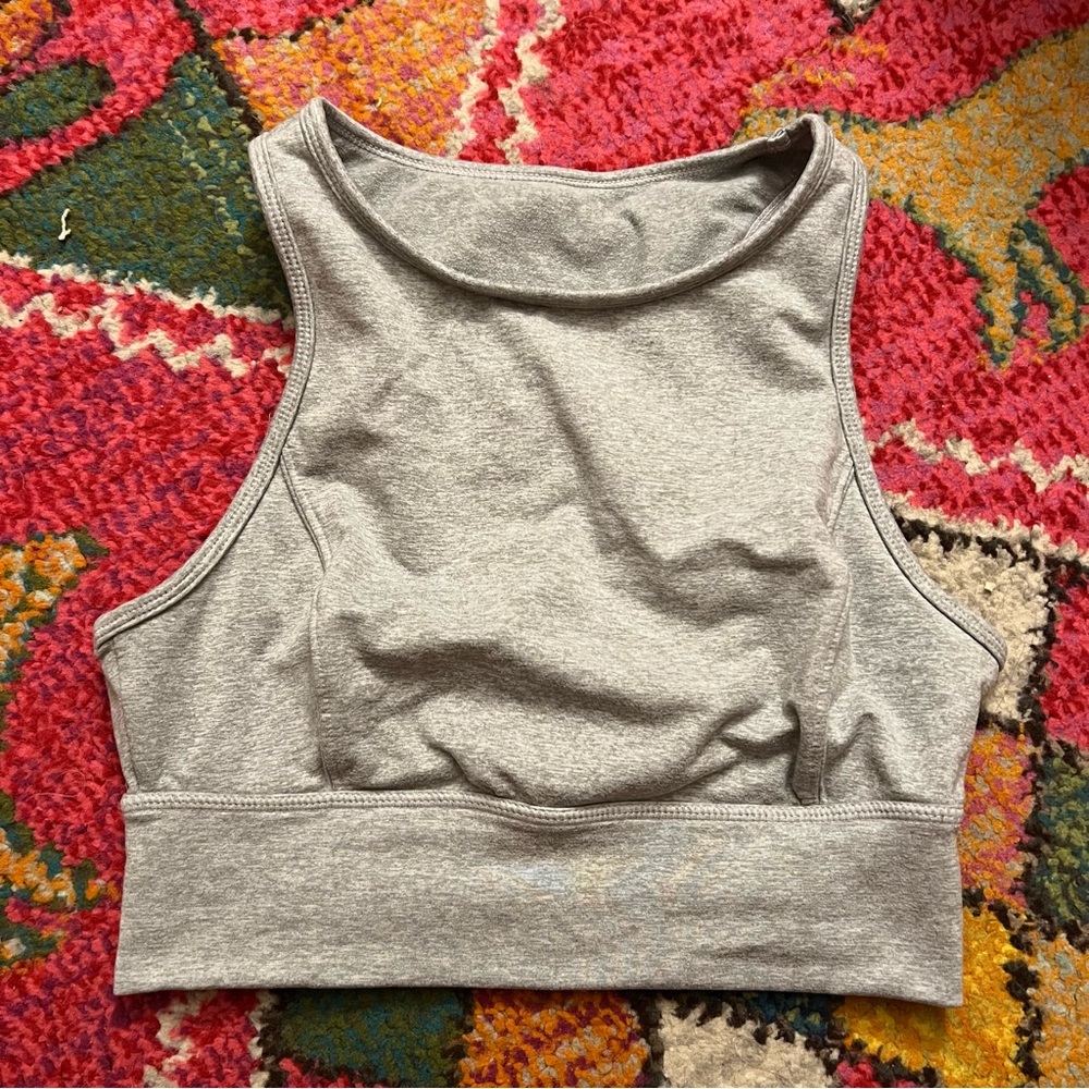 Grey High Neck Sports Bra